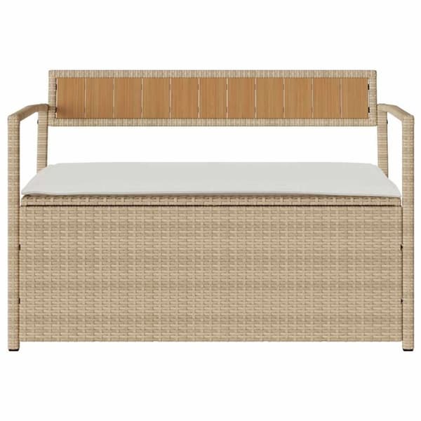 vidaXL opbevaringsbænk til haven med hynde polyrattan beige