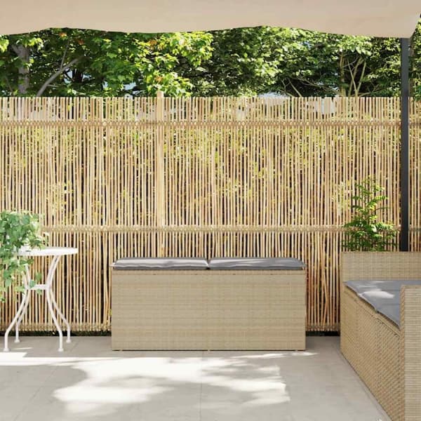vidaXL havebænk med hynde 110x40x44 cm polyrattan beige