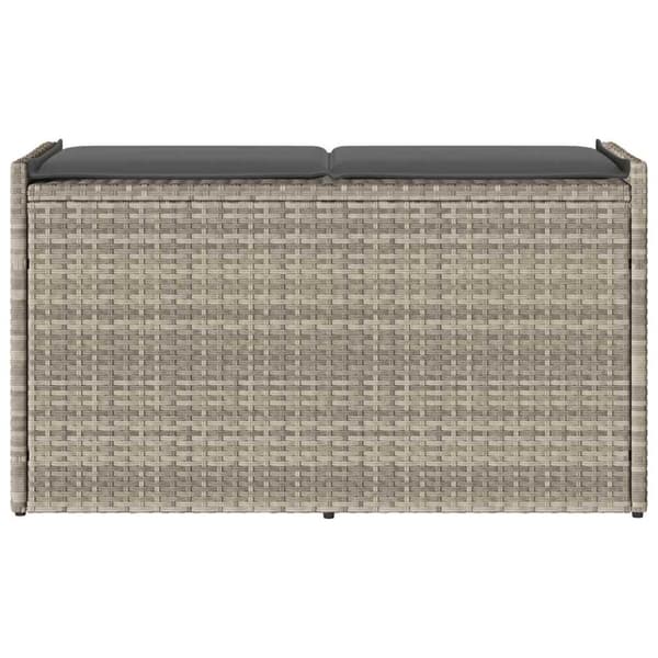 vidaXL udendørs opbevaringsbænk med hynde 100 cm polyrattan lysegrå