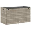Miniatyrbillede 6 af 11: vidaXL udendørs opbevaringsbænk med hynde 100 cm polyrattan lysegrå