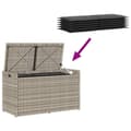 Miniatyrbillede 7 af 11: vidaXL udendørs opbevaringsbænk med hynde 100 cm polyrattan lysegrå