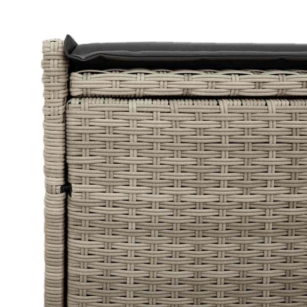 vidaXL udendørs opbevaringsbænk med hynde 100 cm polyrattan lysegrå