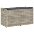 Miniatyrbillede 1 af 11: vidaXL udendørs opbevaringsbænk med hynde 100 cm polyrattan lysegrå