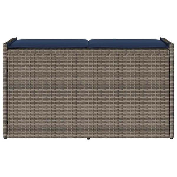 vidaXL udendørs opbevaringsbænk med hynde 100 cm polyrattan grå