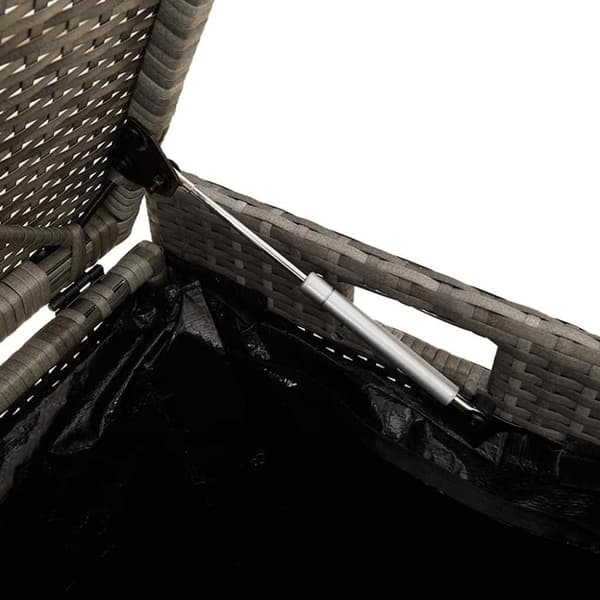 vidaXL udendørs opbevaringsbænk med hynde 100 cm polyrattan grå