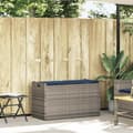 Miniatyrbillede 2 af 11: vidaXL udendørs opbevaringsbænk med hynde 100 cm polyrattan grå
