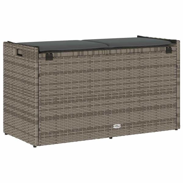vidaXL Förvaringsbänk för utomhusbruk med dyna grå 100 cm konstrotting