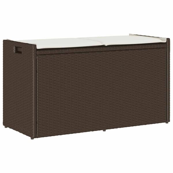 vidaXL Förvaringsbänk för utomhusbruk med dyna brun 100cm konstrotting