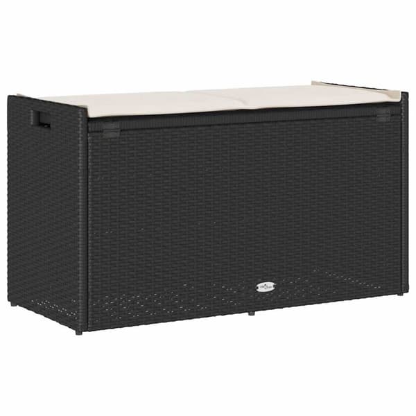 vidaXL udendørs opbevaringsbænk med hynde 100 cm polyrattan sort