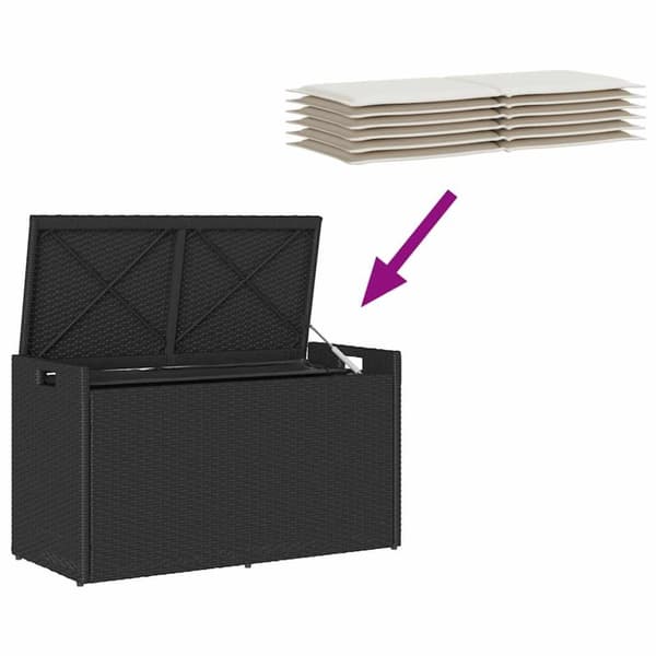 vidaXL udendørs opbevaringsbænk med hynde 100 cm polyrattan sort