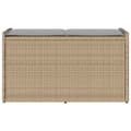 Miniatyrbillede 4 af 11: vidaXL udendørs opbevaringsbænk med hynde 100 cm polyrattan beige