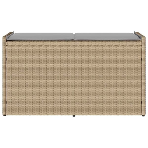 vidaXL udendørs opbevaringsbænk med hynde 100 cm polyrattan beige