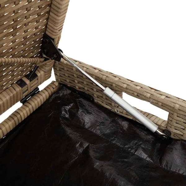 vidaXL udendørs opbevaringsbænk med hynde 100 cm polyrattan beige