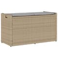 Miniatyrbillede 1 af 11: vidaXL udendørs opbevaringsbænk med hynde 100 cm polyrattan beige
