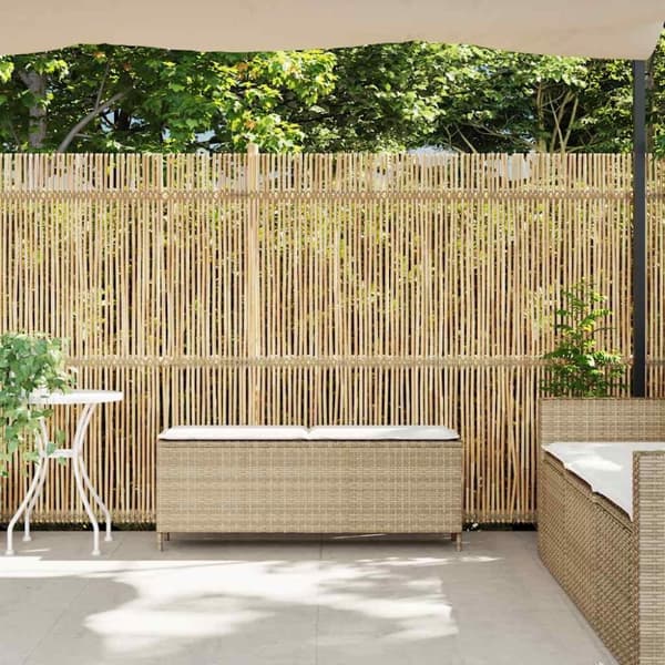 vidaXL havebænk med hynde 110x30x40,5 cm polyrattan beige