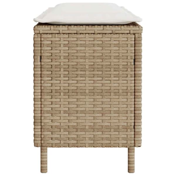 vidaXL havebænk med hynde 110x30x40,5 cm polyrattan beige