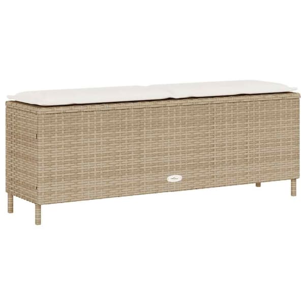 vidaXL havebænk med hynde 110x30x40,5 cm polyrattan beige