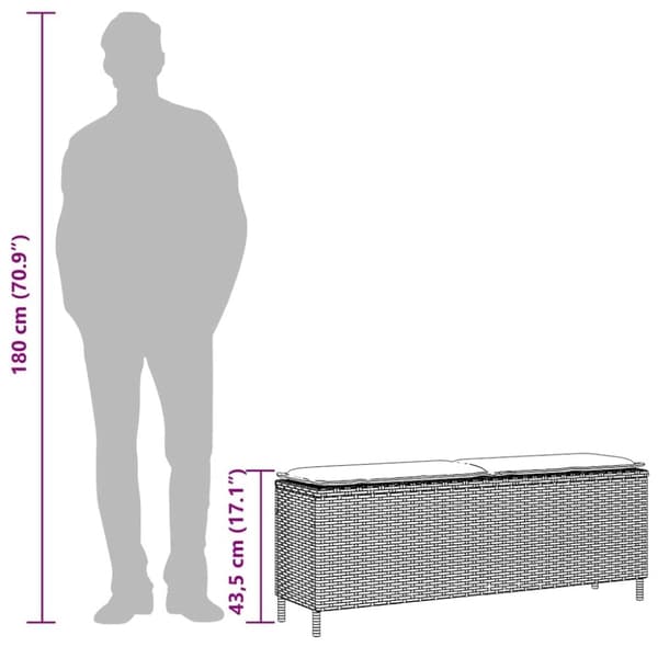 vidaXL havebænk med hynde 110x30x40,5 cm polyrattan beige