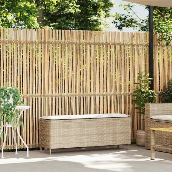 vidaXL havebænk med hynde 110x30x40,5 cm polyrattan beige