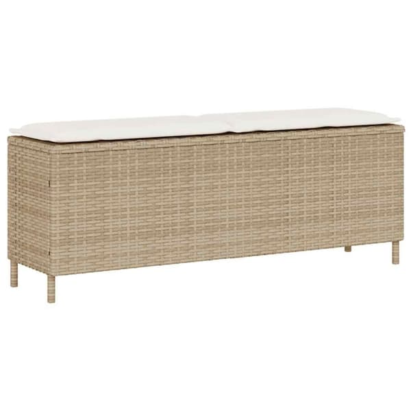 vidaXL havebænk med hynde 110x30x40,5 cm polyrattan beige
