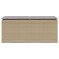 Miniatyrbild 4 av 9: vidaXL Trädgårdsbänk med dyna beige 110x40x44 cm konstrotting