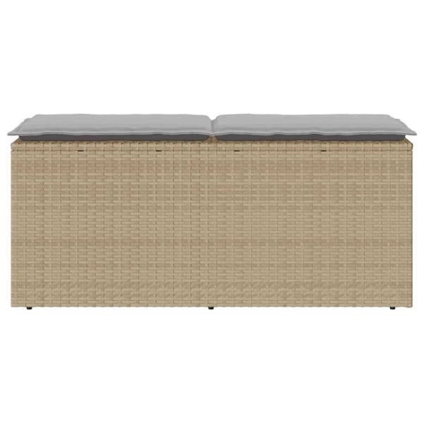 vidaXL Trädgårdsbänk med dyna beige 110x40x44 cm konstrotting