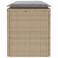 Miniatyrbild 5 av 9: vidaXL Trädgårdsbänk med dyna beige 110x40x44 cm konstrotting