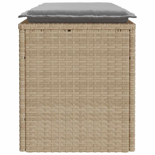 vidaXL Trädgårdsbänk med dyna beige 110x40x44 cm konstrotting