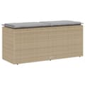 Miniatyrbild 6 av 9: vidaXL Trädgårdsbänk med dyna beige 110x40x44 cm konstrotting