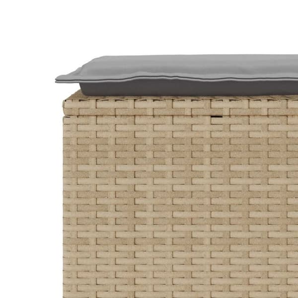 vidaXL Trädgårdsbänk med dyna beige 110x40x44 cm konstrotting