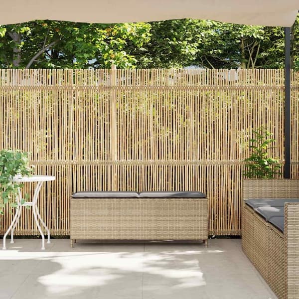 vidaXL Trädgårdsbänk med dyna beige 110x30x40,5 cm konstrotting