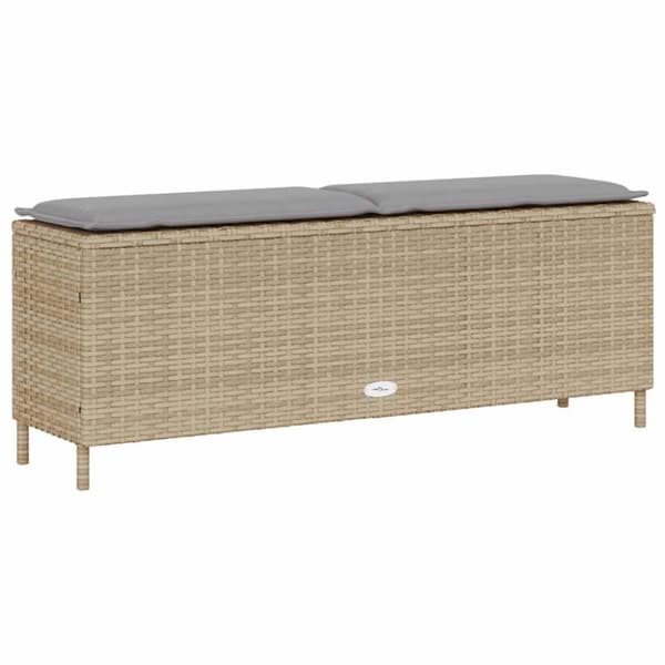 vidaXL Trädgårdsbänk med dyna beige 110x30x40,5 cm konstrotting