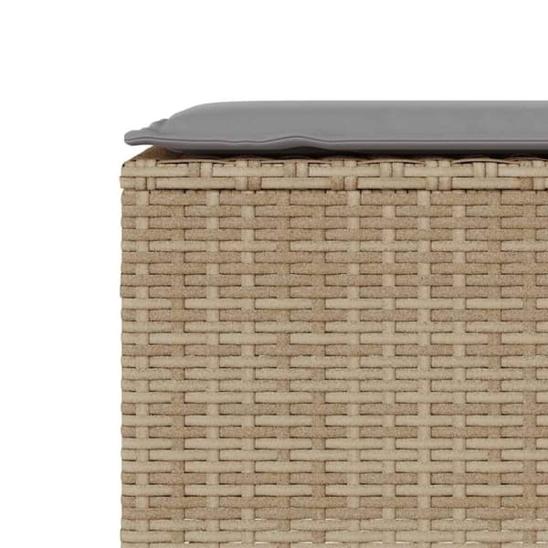 vidaXL Trädgårdsbänk med dyna beige 110x30x40,5 cm konstrotting