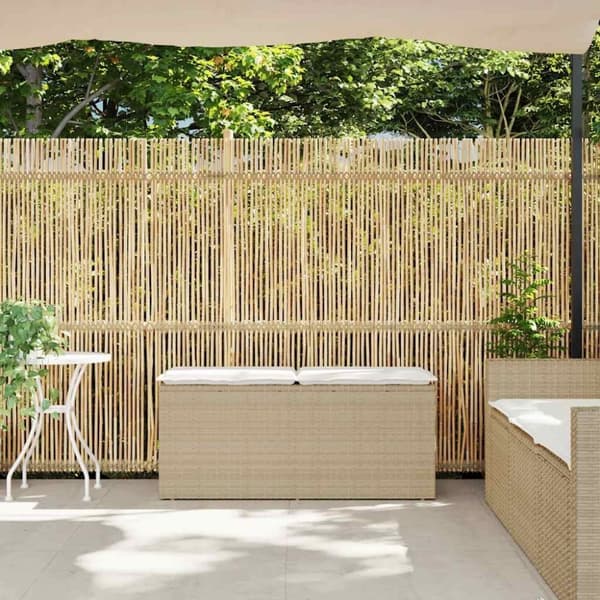 vidaXL havebænk med hynde 110x40x44 cm polyrattan beige