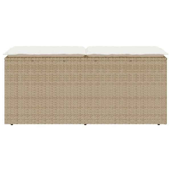 vidaXL havebænk med hynde 110x40x44 cm polyrattan beige