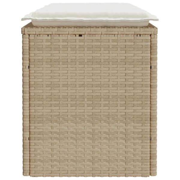 vidaXL havebænk med hynde 110x40x44 cm polyrattan beige