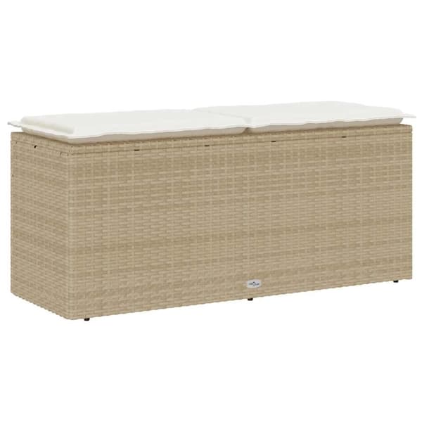 vidaXL havebænk med hynde 110x40x44 cm polyrattan beige
