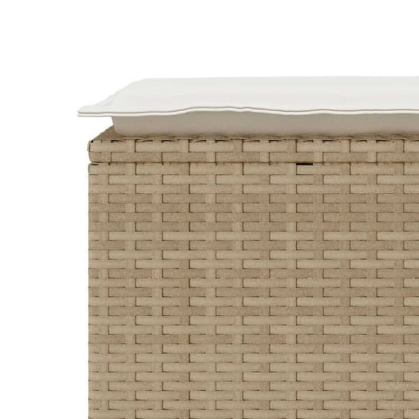 vidaXL havebænk med hynde 110x40x44 cm polyrattan beige