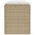 Miniatyrbild 5 av 9: vidaXL Trädgårdsbänk med dyna beige 110x40x44 cm konstrotting