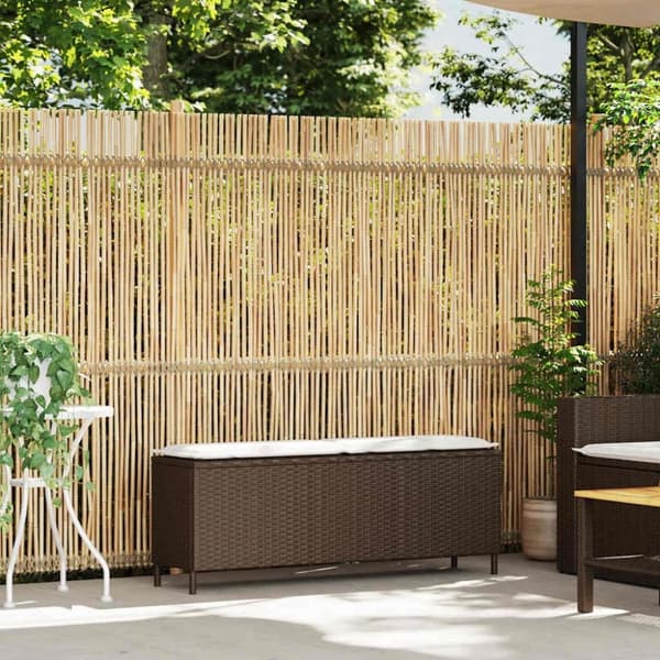 vidaXL Trädgårdsbänk med dyna grå 110x30x40,5 cm konstrotting