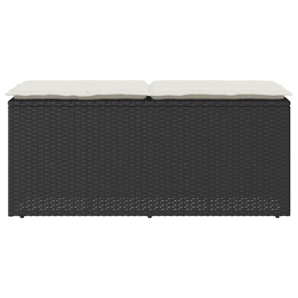 vidaXL Trädgårdsbänk med dyna svart 110x40x44 cm konstrotting