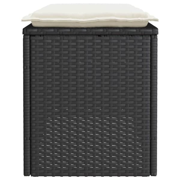 vidaXL Trädgårdsbänk med dyna svart 110x40x44 cm konstrotting