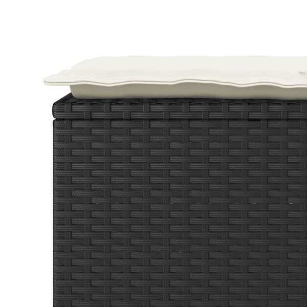 vidaXL Trädgårdsbänk med dyna svart 110x40x44 cm konstrotting