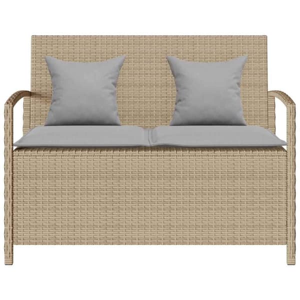 vidaXL Förvaringsbänk för trädgård med dyna beige konstrotting