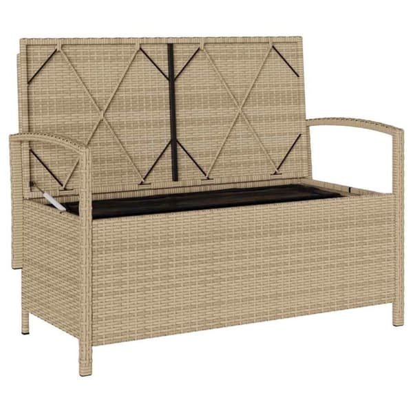 vidaXL Förvaringsbänk för trädgård med dyna beige konstrotting