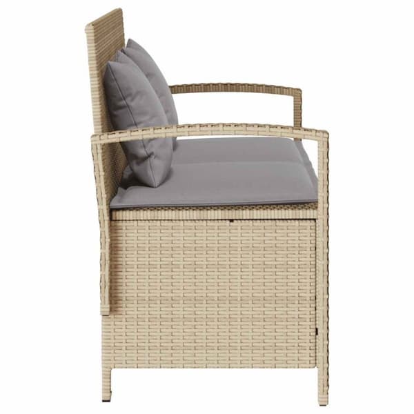 vidaXL Förvaringsbänk för trädgård med dyna beige konstrotting