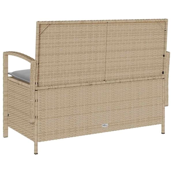 vidaXL Förvaringsbänk för trädgård med dyna beige konstrotting