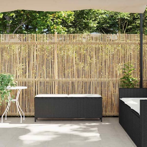 vidaXL Trädgårdsbänk med dyna svart 110x30x40,5 cm konstrotting