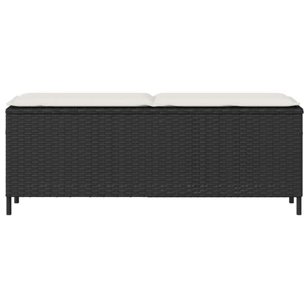 vidaXL Trädgårdsbänk med dyna svart 110x30x40,5 cm konstrotting