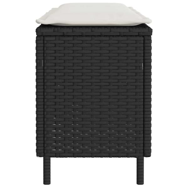 vidaXL Trädgårdsbänk med dyna svart 110x30x40,5 cm konstrotting